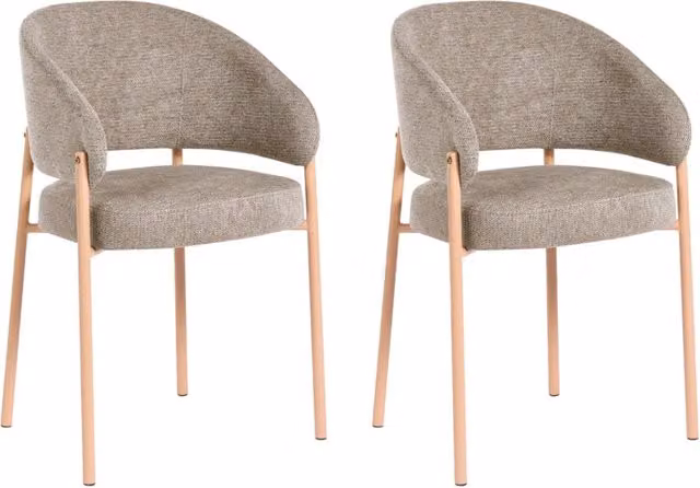 Set di 2 sedie da pranzo Rivestimento in tessuto tortora Gambe in metallo curve Base Sala da pranzo