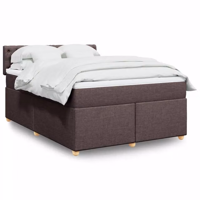 Letto Ibrido vidaXL con Giroletto a Molle e Materasso in Tessuto Marrone e Bianco L/P/H: 140 x 190 cm
