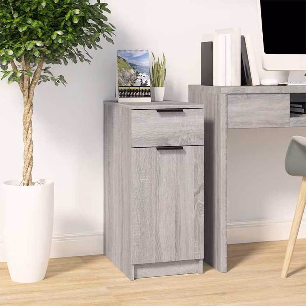 Armadietto da scrivania vidaXL in legno grigio con ante a battente, L/P/H: 33,5 x 50 x 75 cm