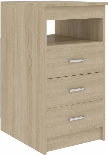 Cassettiera moderna con ripiano contenitore in legno composito rovere Sonoma beige L: 40 cm, P: 50 cm, H: 76 cm