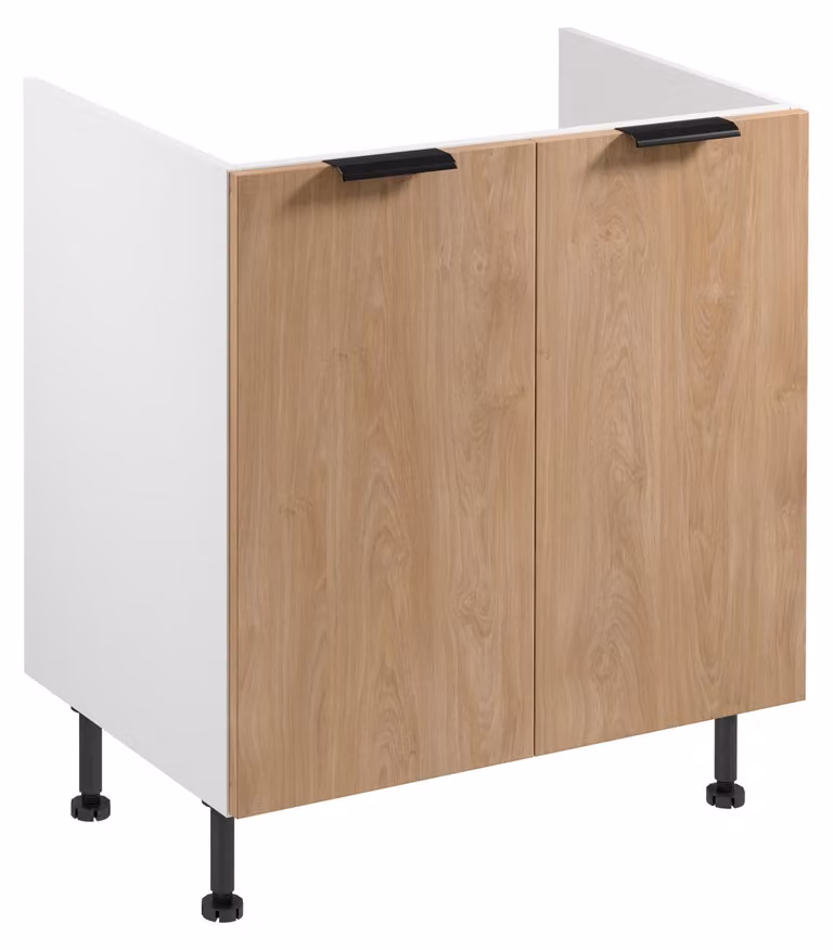 Mobile sottolavabo SALERNO - larghezza 80 cm, bianco/rovere