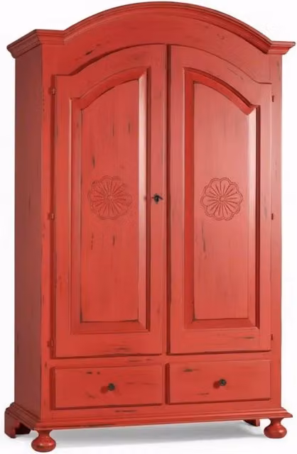 Armadio Shabby Chic a 2 Ante con Cassetti Integrati Mobili 2G Rosso L: 125 cm, P: 61 cm, H: 200 cm – 3