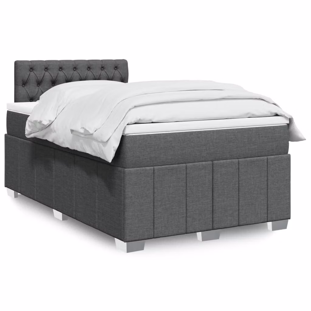 vidaXL Letto Ibrido con Materasso e Struttura Imbottita in Tessuto Grigio e Bianco L/P/H: 120 x 200 x 190 cm – 1