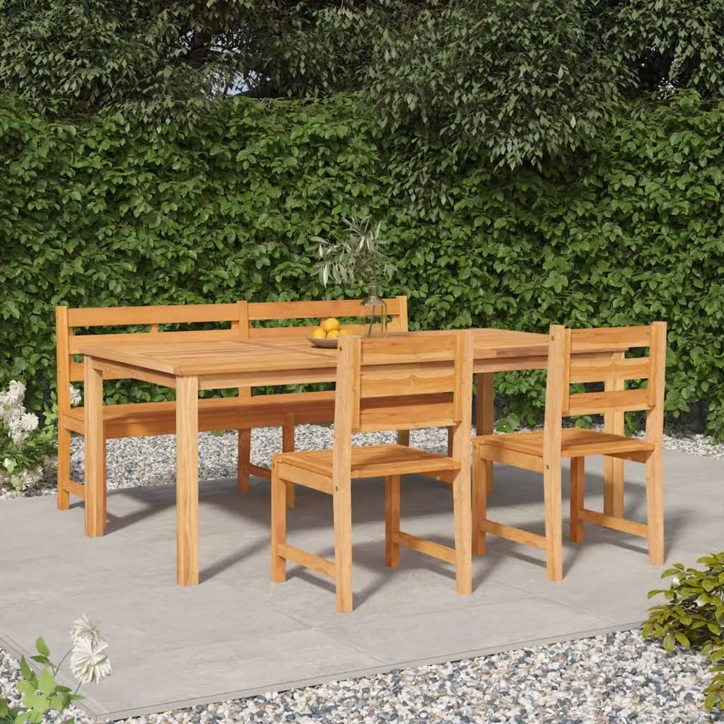 Set da pranzo per giardino vidaXL in legno di teak marrone, composto da 4 pezzi