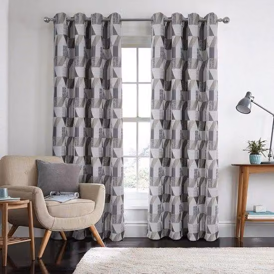 Tende oscuranti con motivo geometrico - Isolamento termico - Set da 2 - 100% poliestere - 137x213 cm