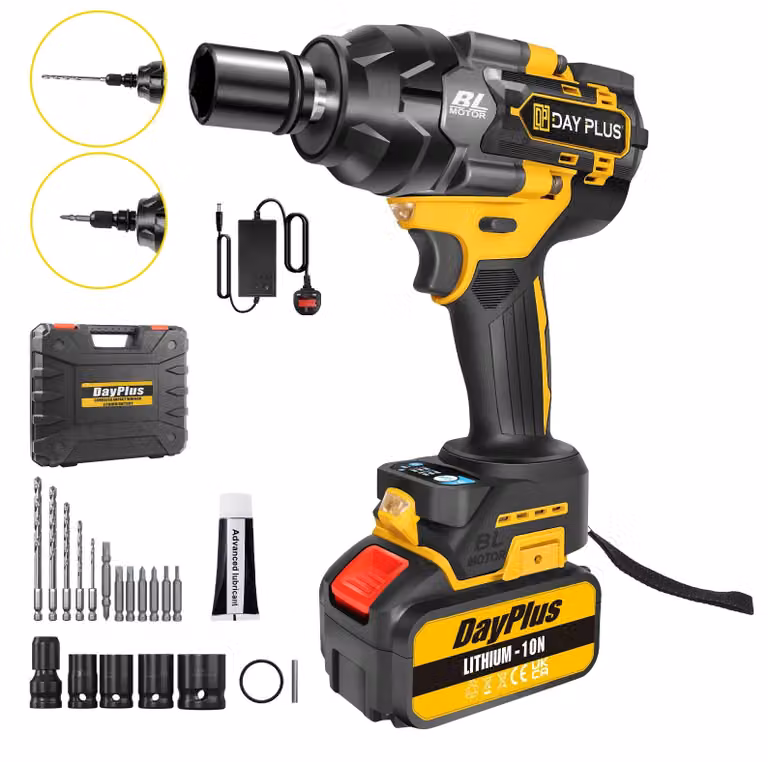 Avvitatore a impulsi a batteria per bulloni ruota - 21V - 800 Nm - Motore brushless - 2800 giri/min - Batteria 6,0 Ah - Caricabatterie rapido - Set con 1 batteria