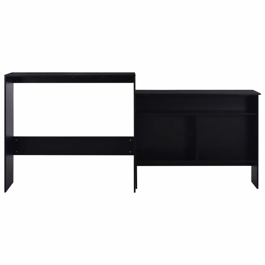 Tavolo da bar moderno vidaXL nero con 2 piani d'appoggio in legno L: 138 cm, P: 40 cm, H: 120 cm – 2