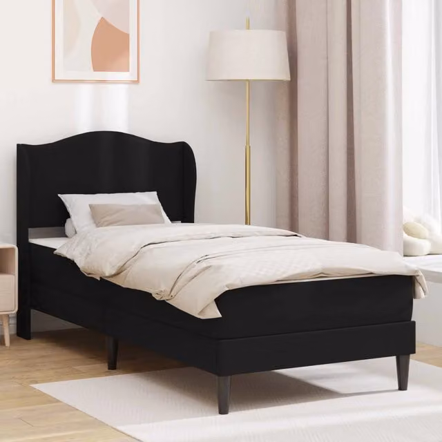 Struttura del letto con testiera vidaXL in similpelle nera, L 90 x P 200 cm