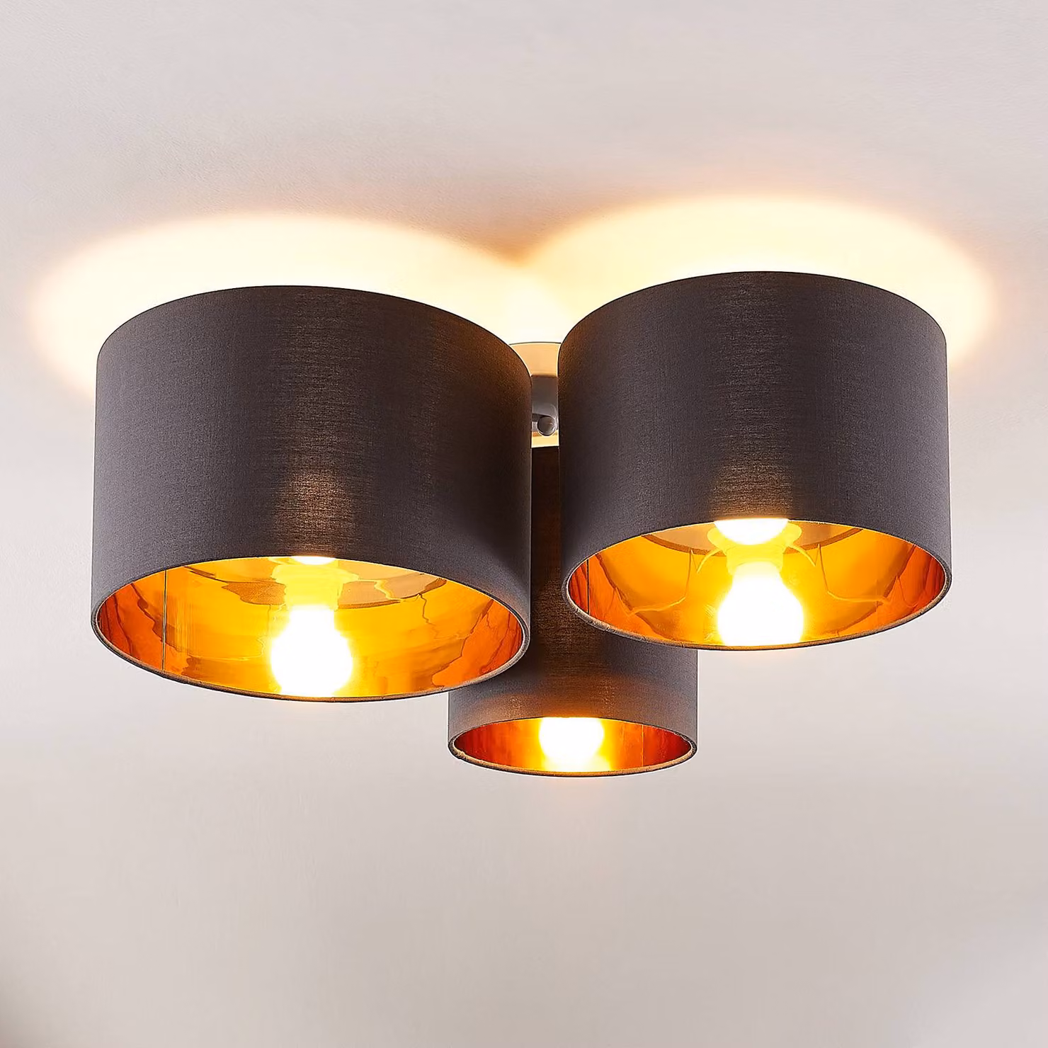 Plafoniera soffitto Laurenz Lindby, dimmerabile, Alluminio / Grigio / Zincato, Soggiorno / Sala da pranzo, Tessuto / Stoffa / Seta, Moderno, Plafoniera