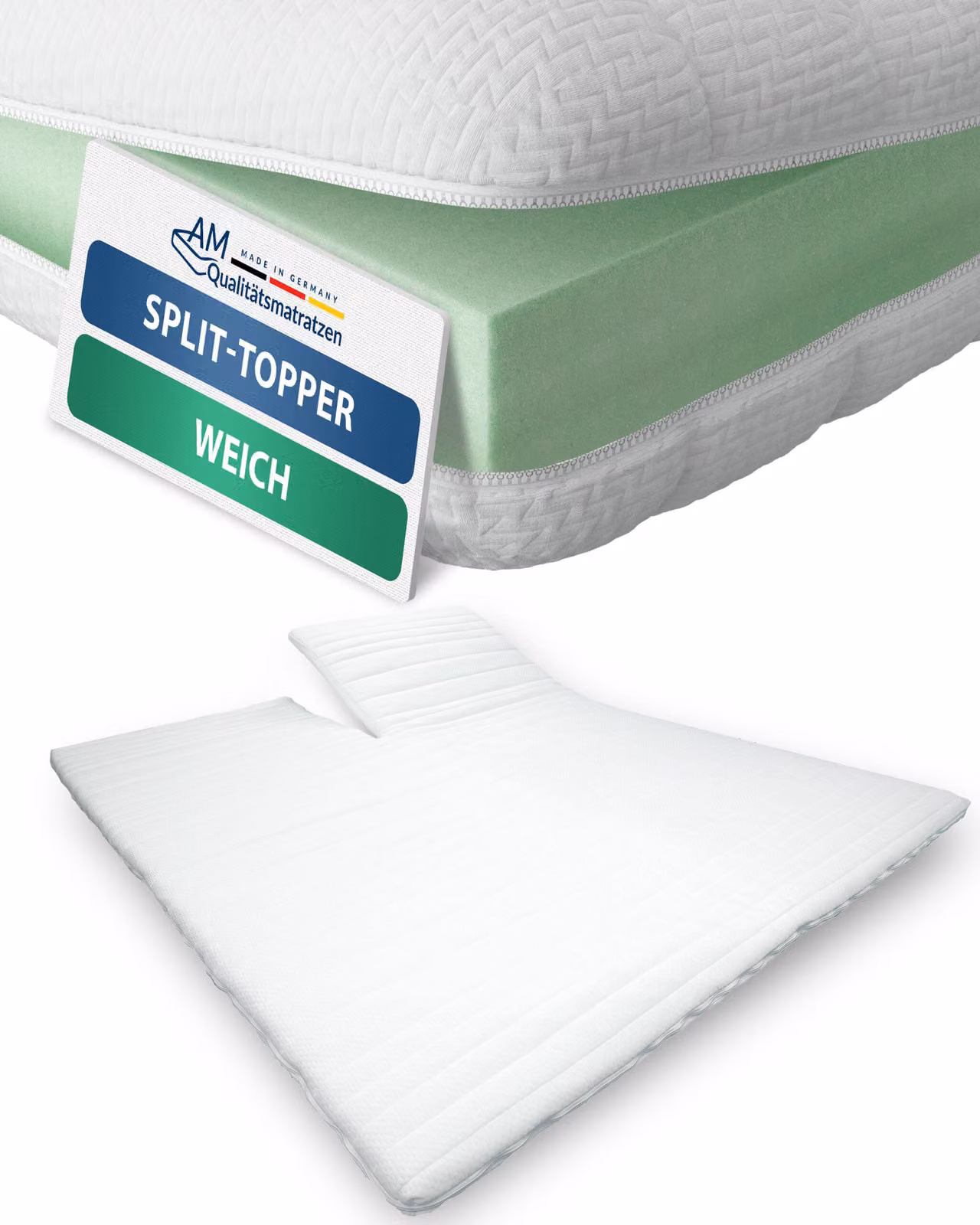 AM Qualitätsmatratzen | Split Topper Comfort Foam | 200x200 cm | 6 cm di altezza | Topper per materassi | 200/200 | Comfort Foam Topper