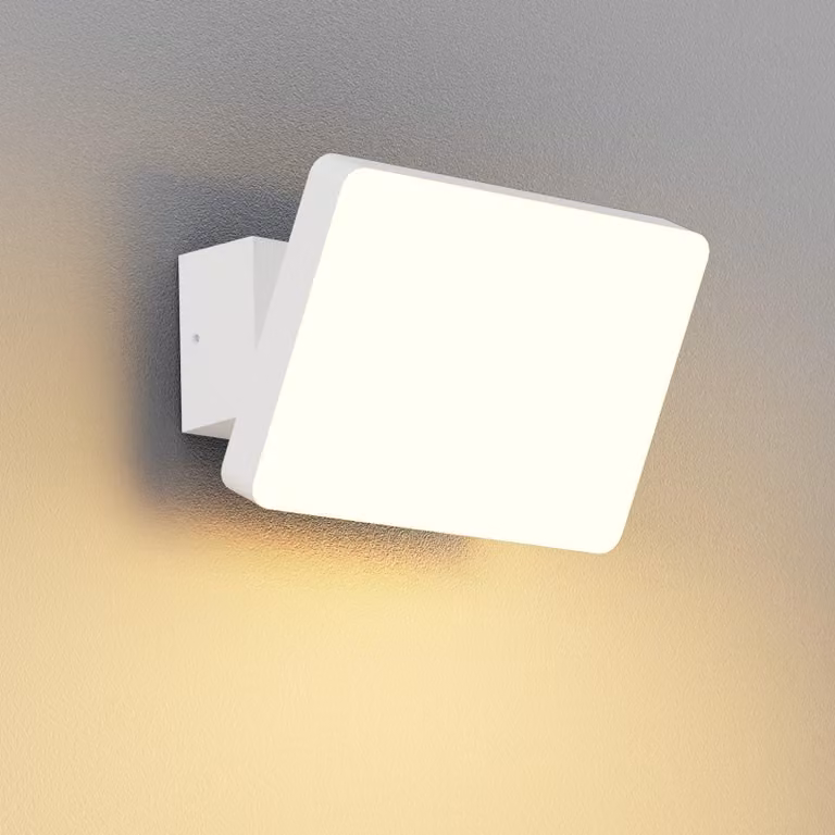 Lampada a LED da parete, 24 W, 1500 lumen, grado di protezione IP65, luce bianco caldo, forma rettangolare, colore bianco