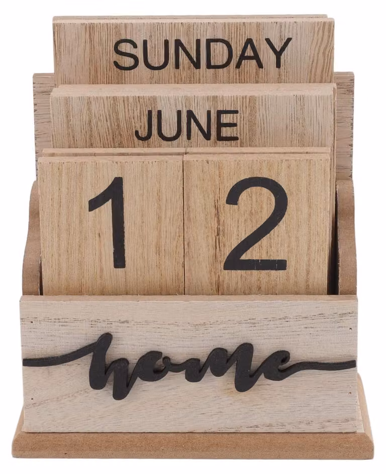 Calendario da scrivania in legno, stile retrò – Calendario riutilizzabile da tavolo – Visualizzazione mensile/settimanale della data – Decorazione elegante – Design resistente