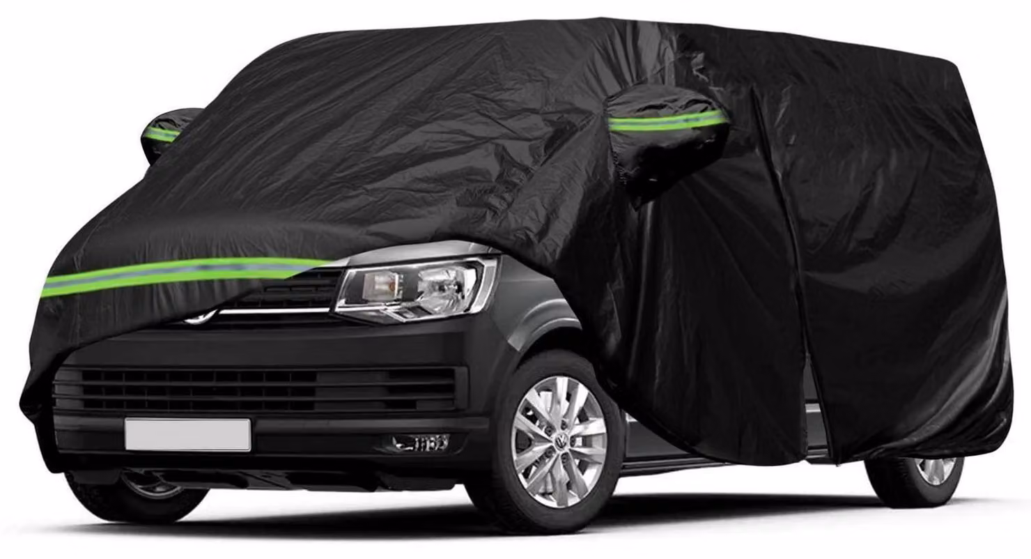 Copertura per auto compatibile con VW T5 T6, versione a passo lungo (LWB) e lunghezza 530 cm, colore nero, resistente agli agenti atmosferici e ai raggi UV
