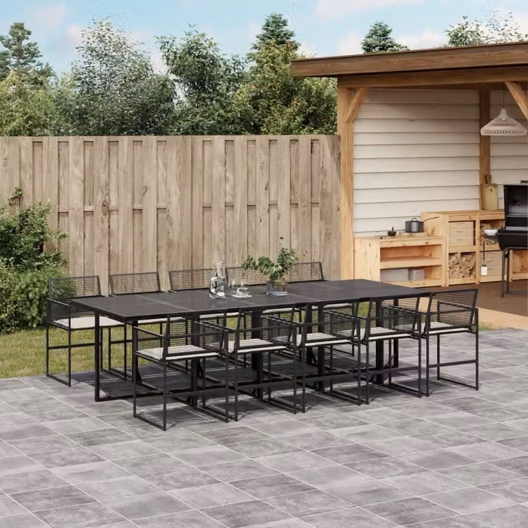 Maison Exclusive - Set da Pranzo da Giardino 11 pz con Cuscini in Polyrattan Nero