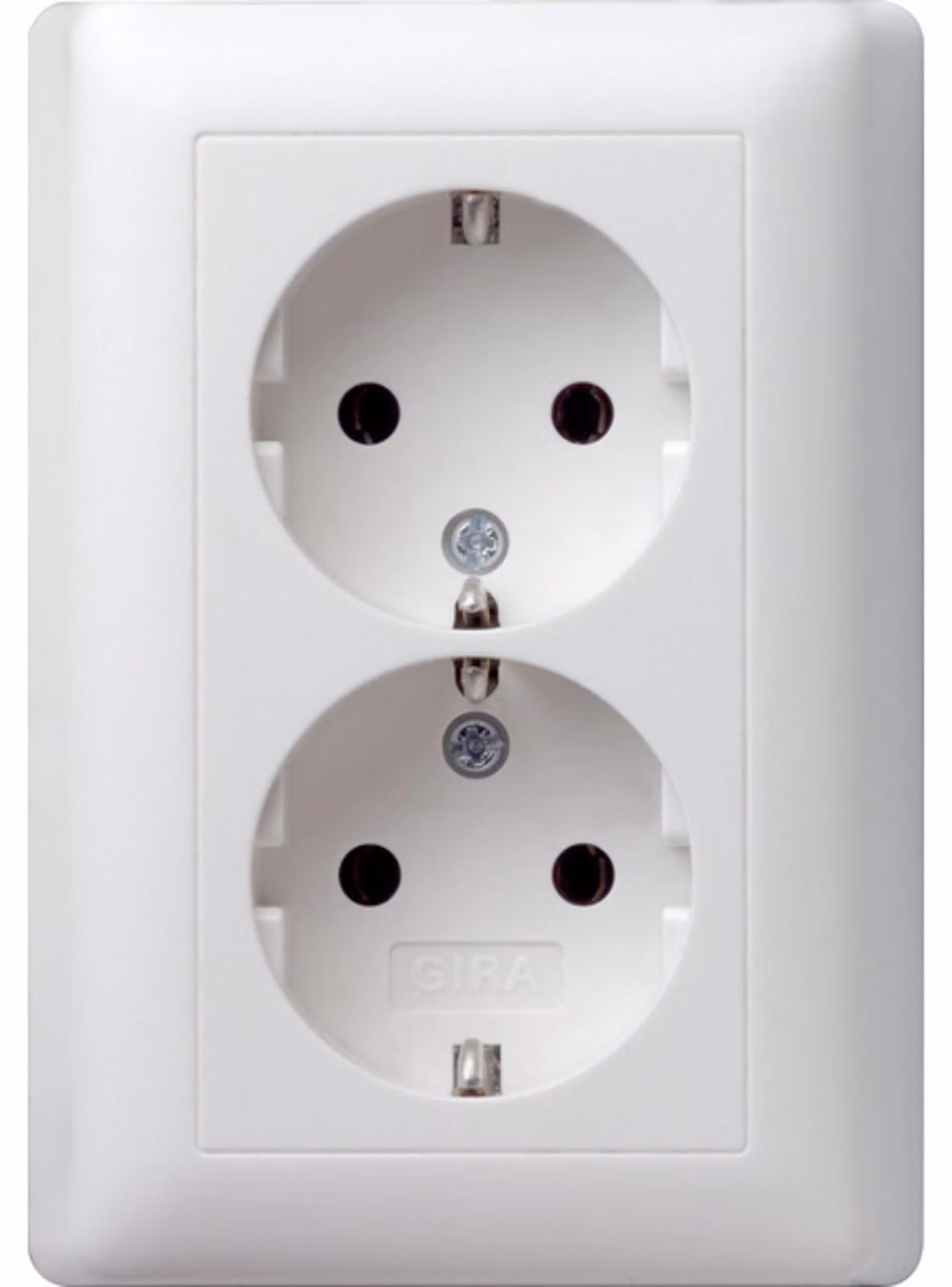 Presa doppia SCHUKO Gira a 2 vie, piastra piena, Standard 55, bianco puro, 1 pz.