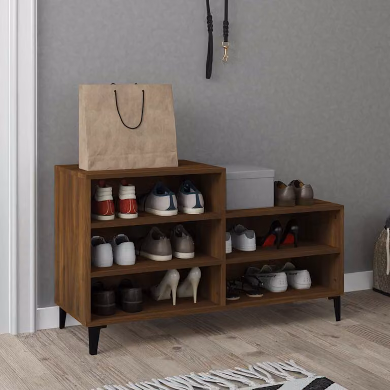 Scarpiera Industrial vidaXL in Legno e Metallo, Rovere Marrone, L 102 x P 36 x H 60 cm