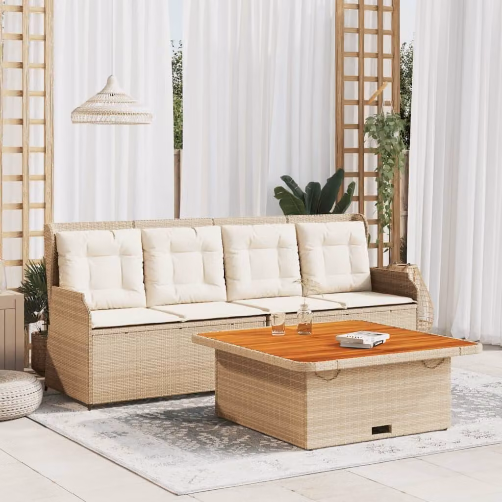 Maison Exclusive - Set Divano da Giardino 3 pz con Cuscini Beige in Polyrattan