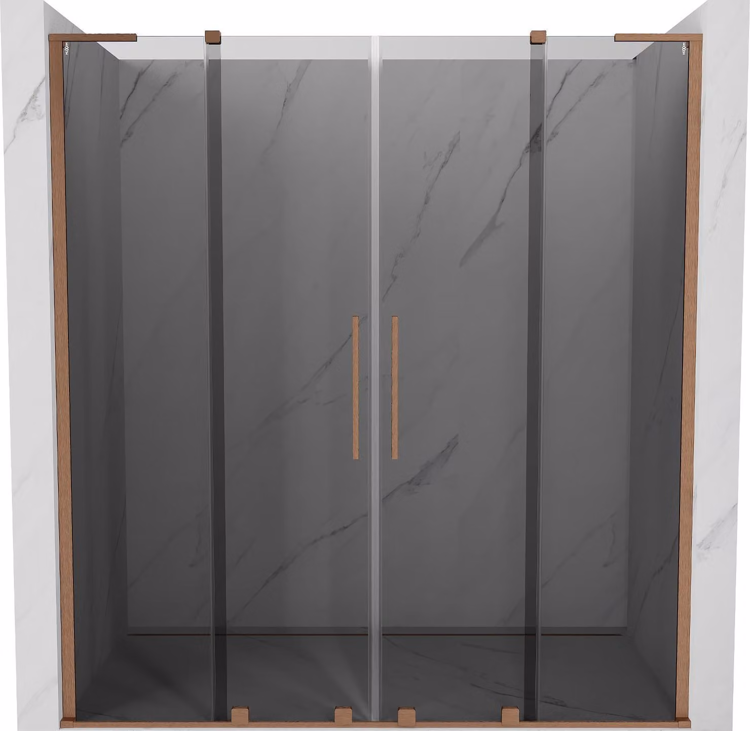 Mexen Velar L Duo porte doccia scorrevoli 180 cm, grafite, rame spazzolato - 871-180-003-42-65