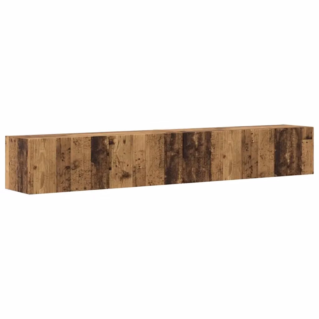 Set di 2 mobili TV da parete vidaXL in legno effetto vecchio marrone per soggiorno – 2