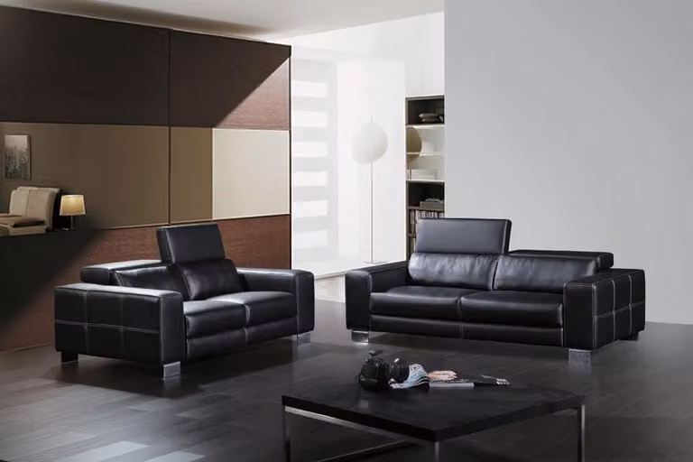 Set Ledersofa Couch Wohnlandschaft 3+1+1 Sitzer Garnitur Design Modern Sofa