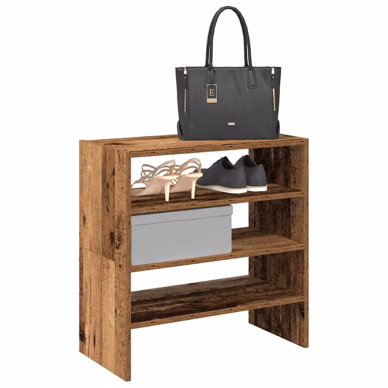 Set di 2 scarpiere impilabili vidaXL in legno color marrone rustico, L 60 cm x P 30 cm x H 30,5 cm
