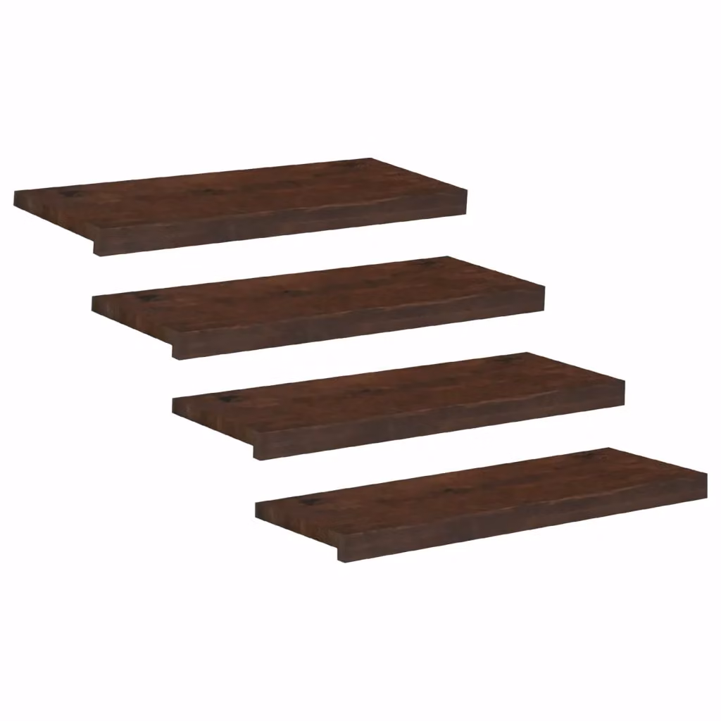 Set di 4 tappeti per scale vidaXL in legno di faggio, colore marrone, L: 80 cm, P: 25 cm, H: 2 cm