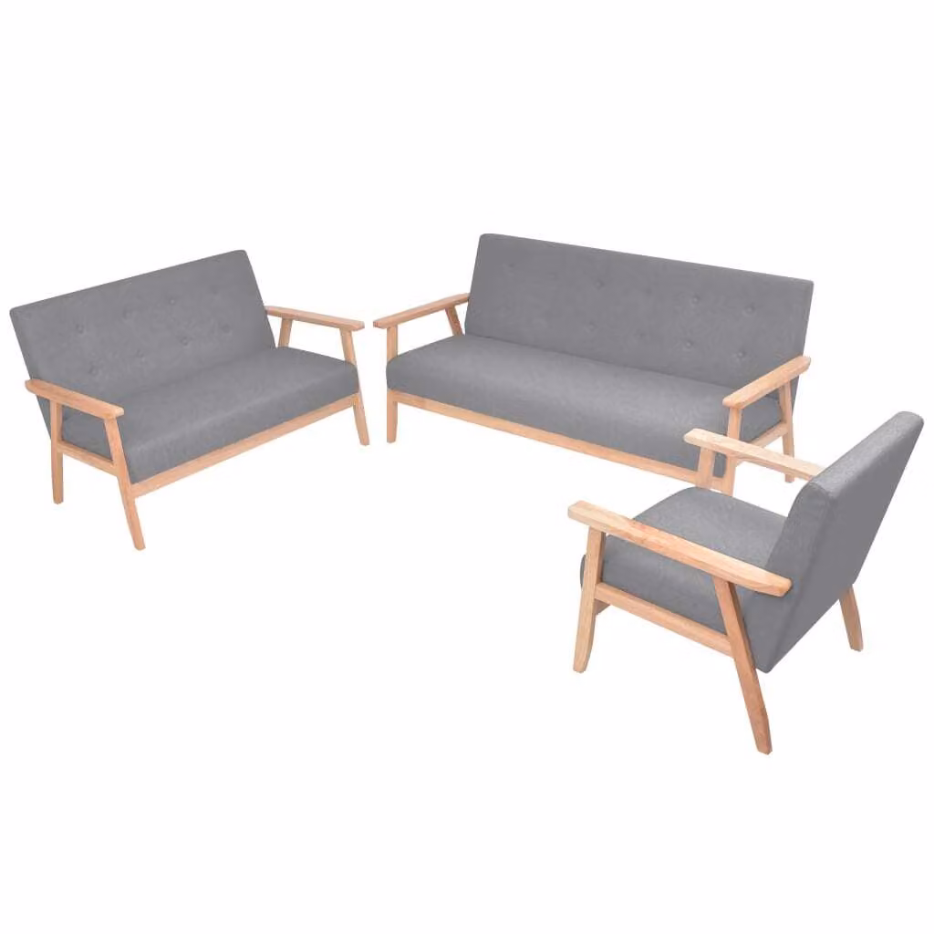 Maison Exclusive - Set di Divani 3 pz in Tessuto Grigio Chiaro
