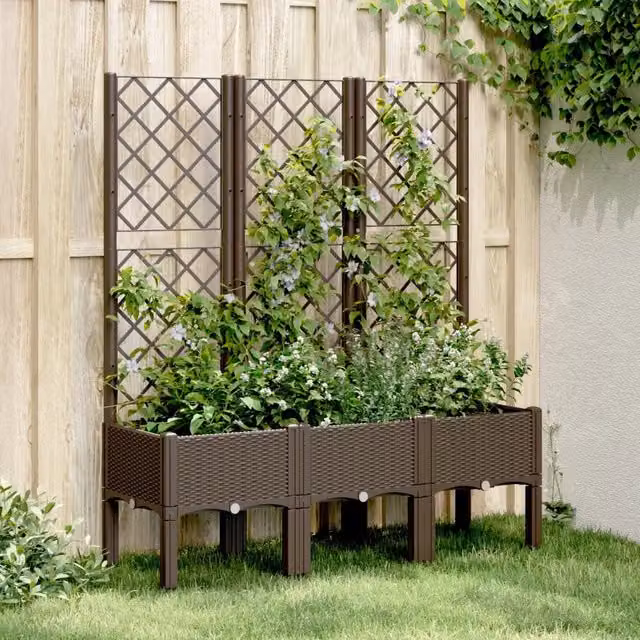 Fioriera da giardino con traliccio Design Mania marrone in plastica L: 120 cm, P: 40 cm, H: 142 cm – 1