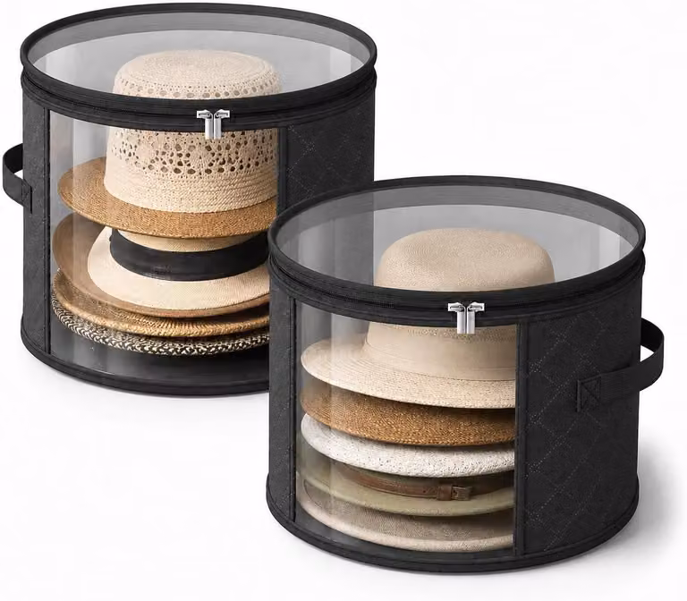 Contenitore per cappelli, 42 x 26,5 cm, confezione da 2, con finestra trasparente e protezione antipolvere