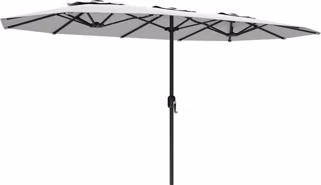 Ombrellone Doppio Outsunny con Manovella e 12 Stecche in Metallo e Poliestere, Bianco, L: 4.6 m, P: 2.7 m