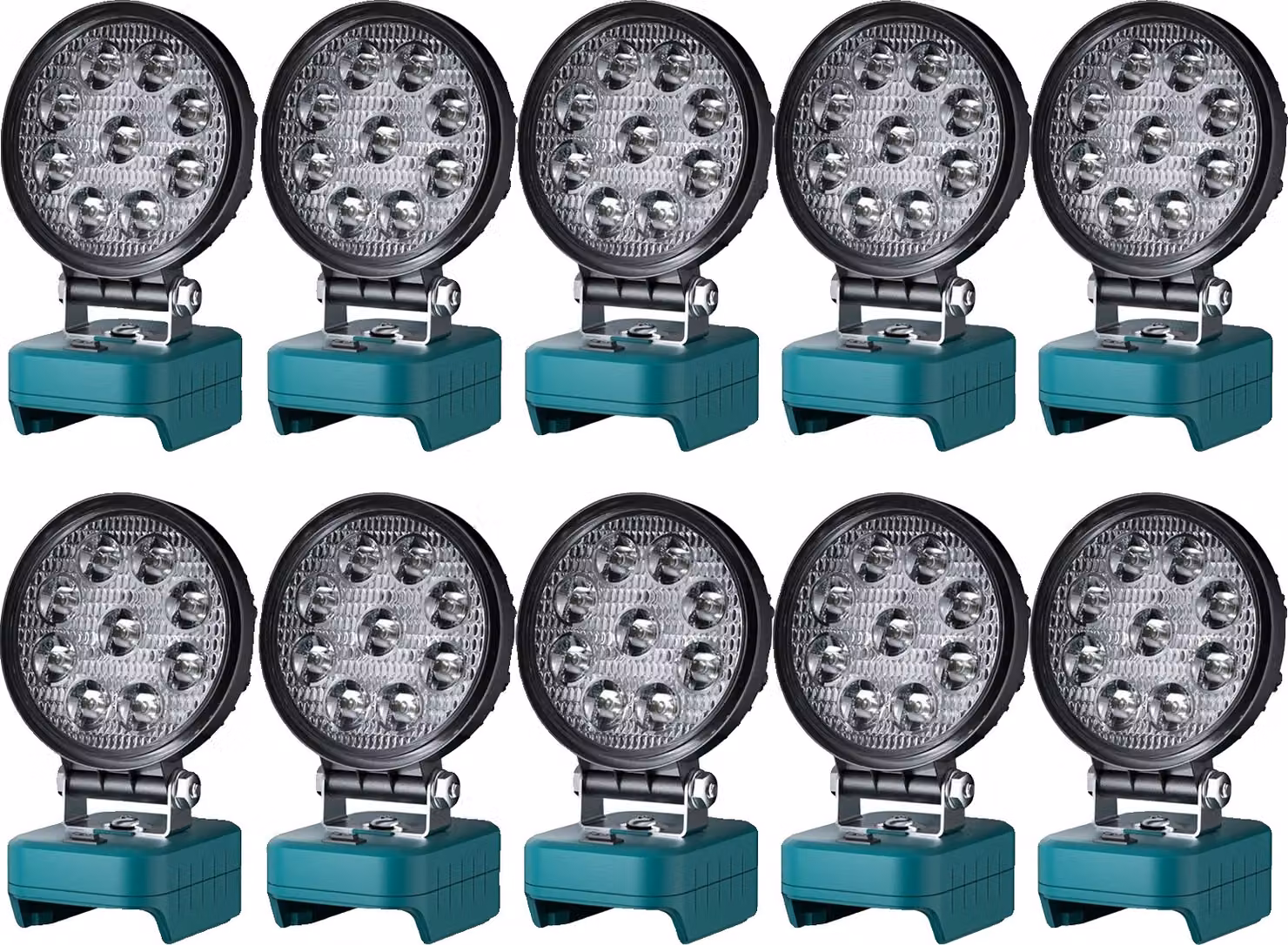 luce da lavoro a LED da 27W, 2000 lumen, compatibile con varie batterie, 10 luci da lavoro