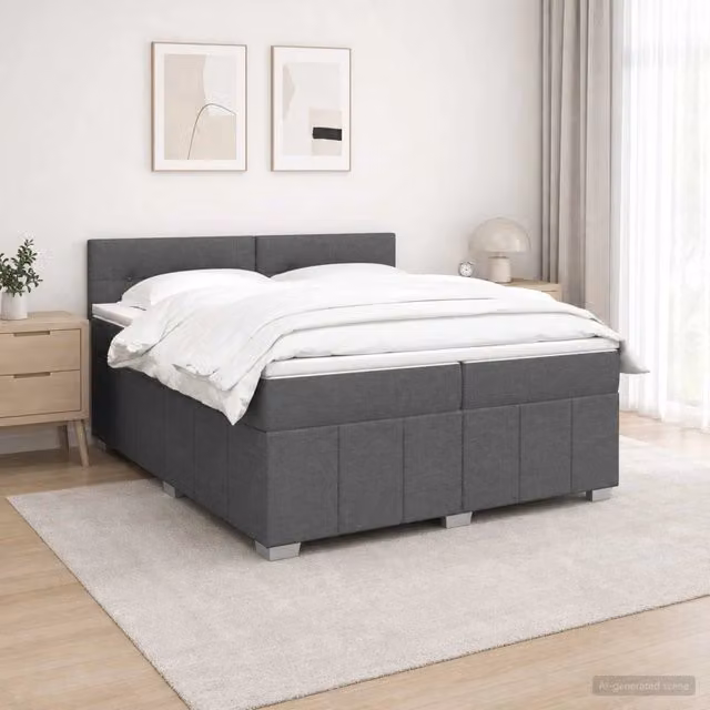 Letto box spring ibrido vidaXL con materasso a molle insacchettate e base a sollevamento, Grigio, L/P: 200 x 200 cm