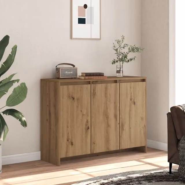 Credenza Buffet Design Mania in Rovere Marrone con Ante a Battente per Cucina o Soggiorno L: 102 cm, P: 35 cm, H: 70 cm