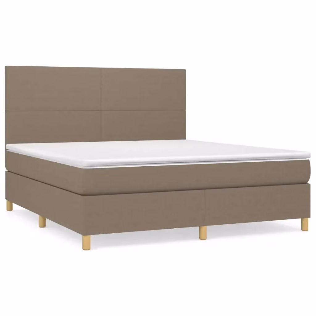 Letto Ibrido con Giroletto a Molle e Materasso vidaXL in Tessuto Beige e Bianco L/P: 160 x 200 cm – 2