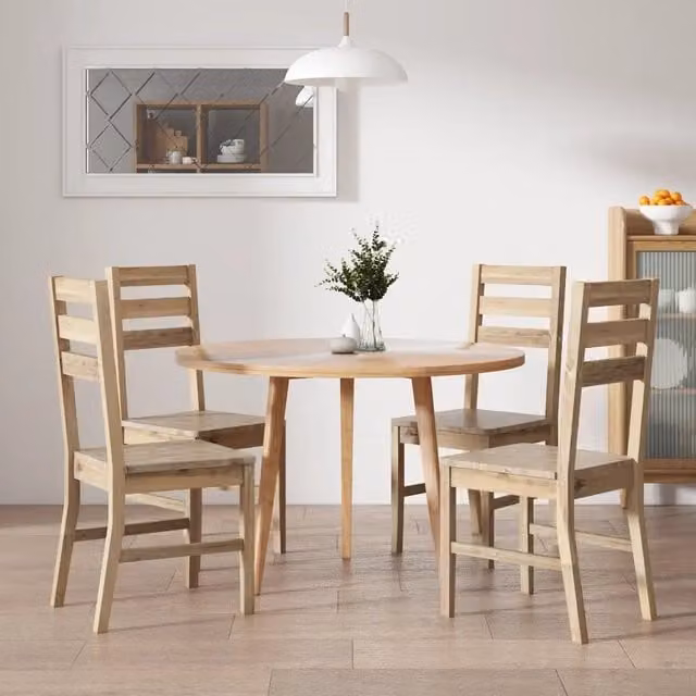 Set di 4 sedie da pranzo vidaXL in legno massello di acacia colore marrone naturale opaco – 1
