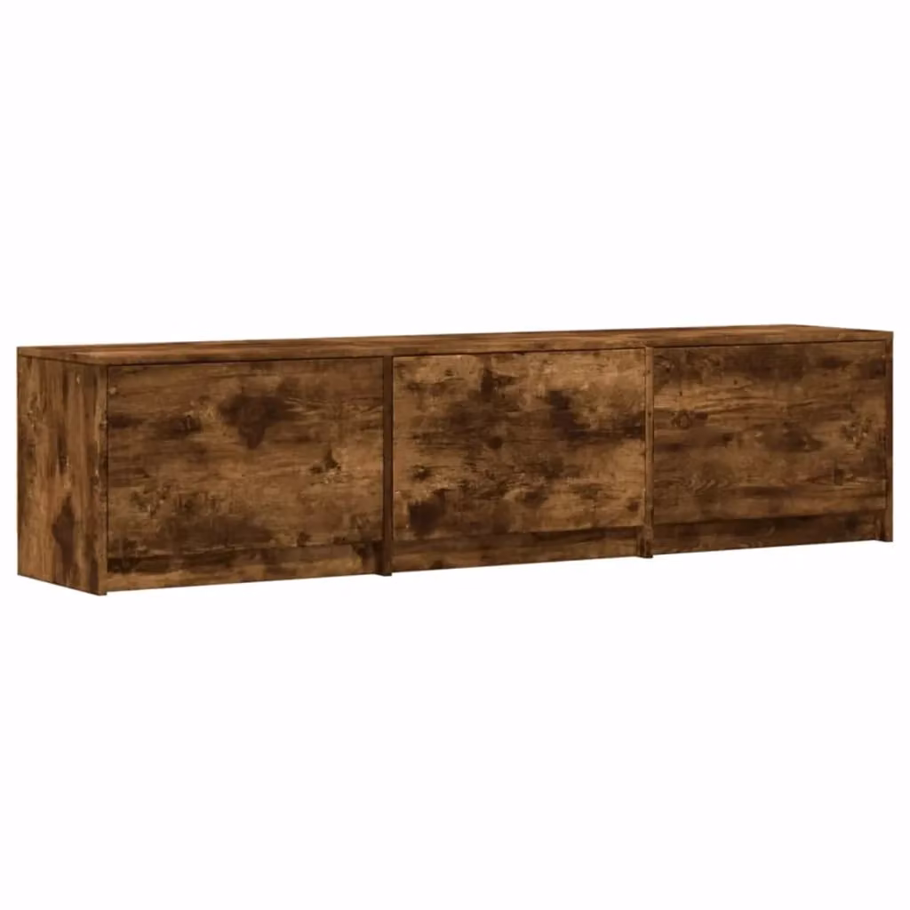 Mobile TV in Rovere fumè e legno multistrato marrone con illuminazione integrata e scomparti multimediali L/P/H: 165 x 34 x 40 cm – 2