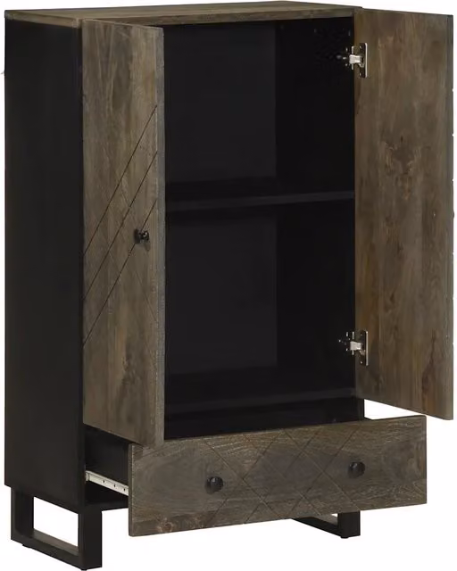 Credenza nera in legno di mango e metallo vidaXL L: 60 cm, P: 33 cm, H: 100 cm