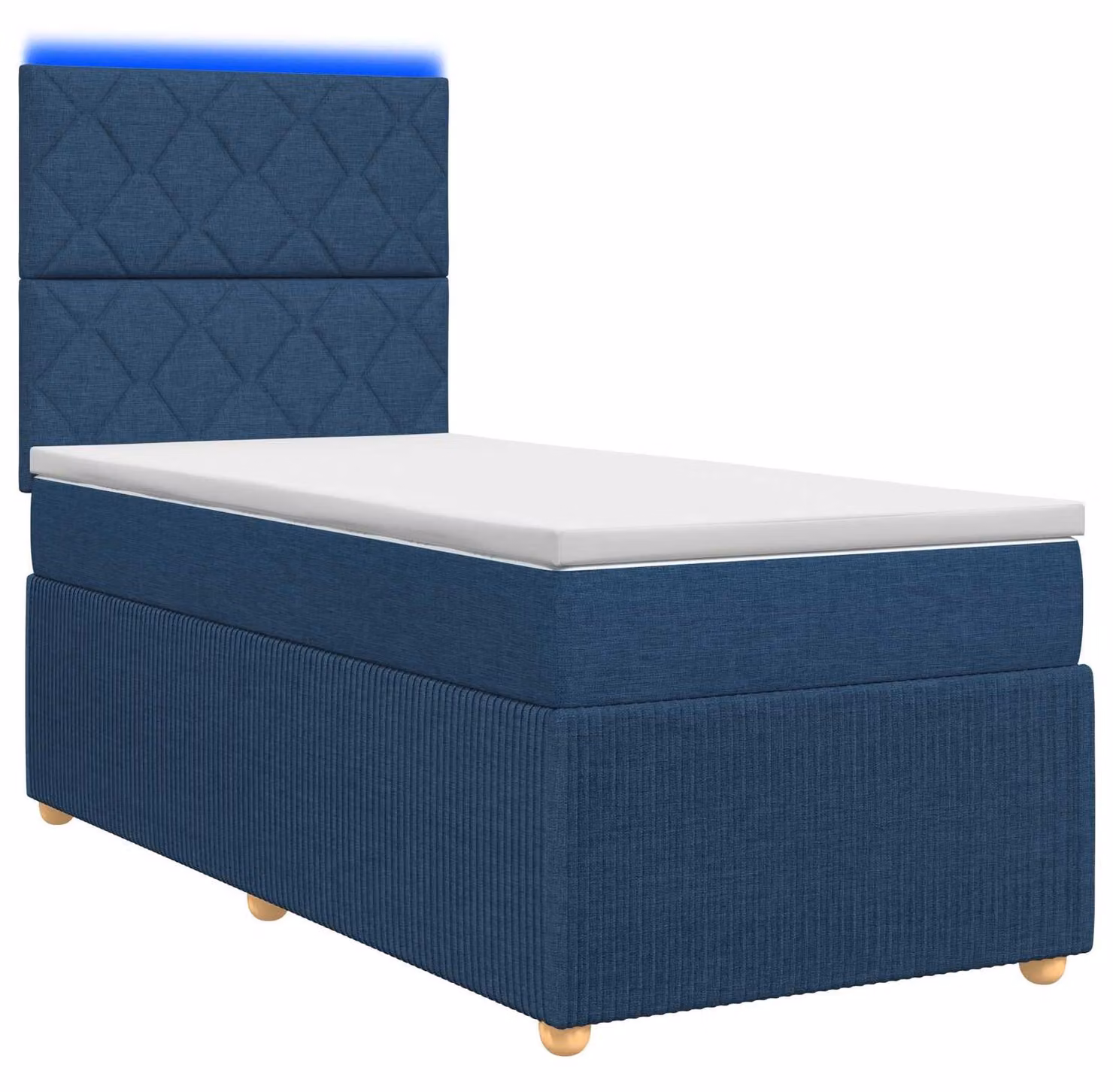 Letto boxspring LED con materasso blu 90 x 190 cm Tessuto