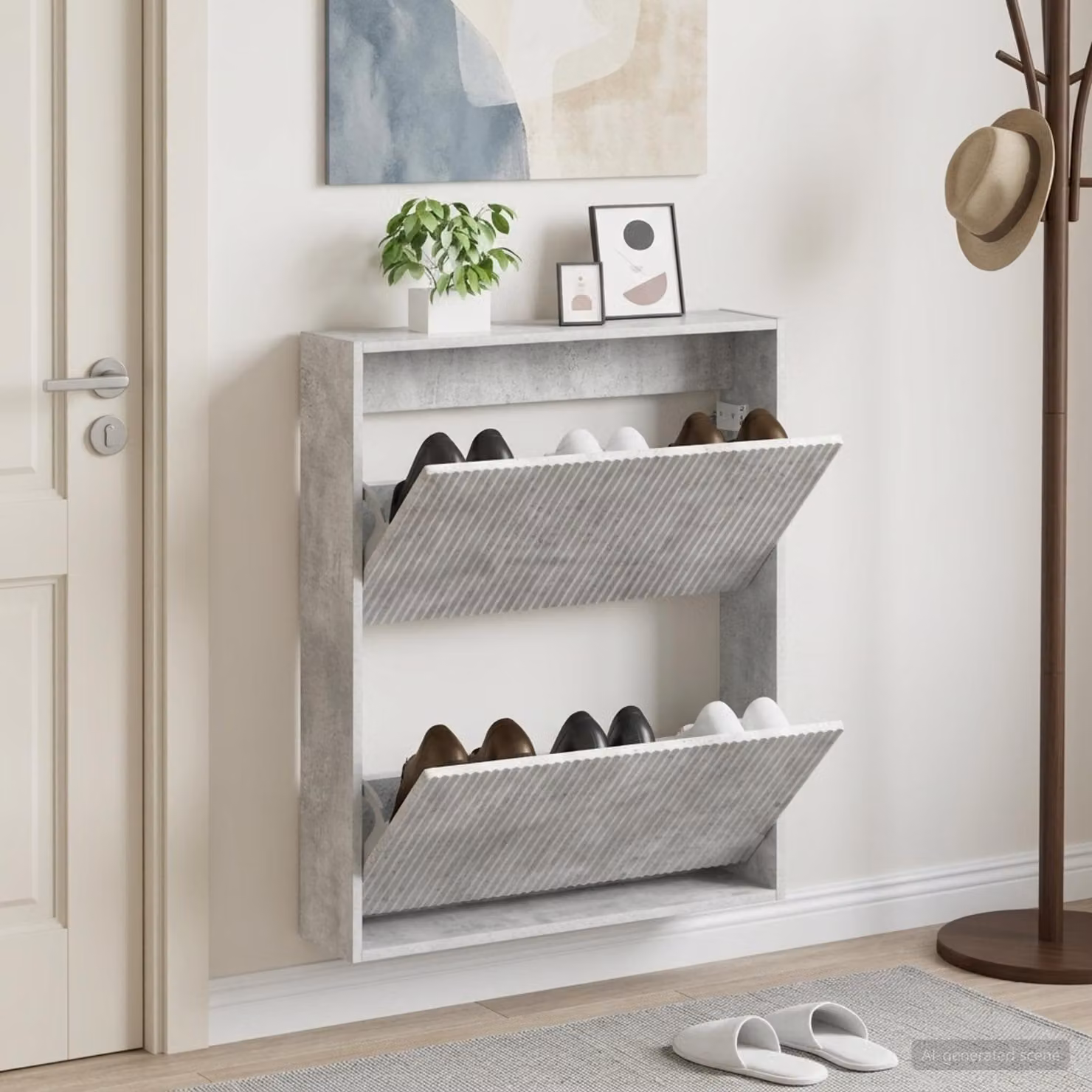 Mobiletto per scarpe da muro vidaXL ARNHEM grigio, L: 71 cm, P: 17 cm, H: 86 cm
