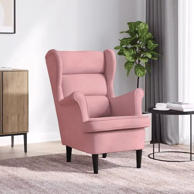 Poltrona moderna in velluto rosa vidaXL con braccioli e seduta a vasca – 1