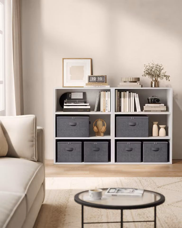 SONGMICS Contenitore con coperchio, set da 3, pieghevole, con manici