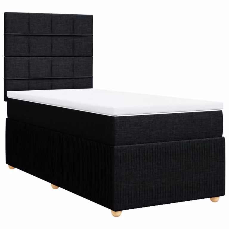 Giroletto a Molle con Materasso Nero 90x190 cm in Tessuto