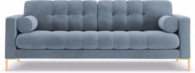 Divano Bali 4 posti Cosmopolitan Design in velluto azzurro con dettagli oro L: 217 cm, P: 75 cm, H: 43 cm – 1
