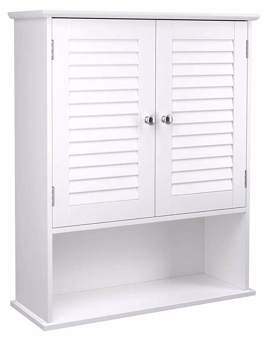 Mobiletto da bagno con spazio contenitore – bianco, in MDF – 60 x 20 x 70 cm