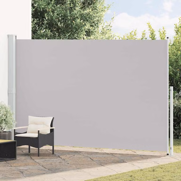 Tenda Laterale Retrattile per Patio vidaXL in Poliestere e Acciaio, Grigia, L: 514 cm, H: 220 cm
