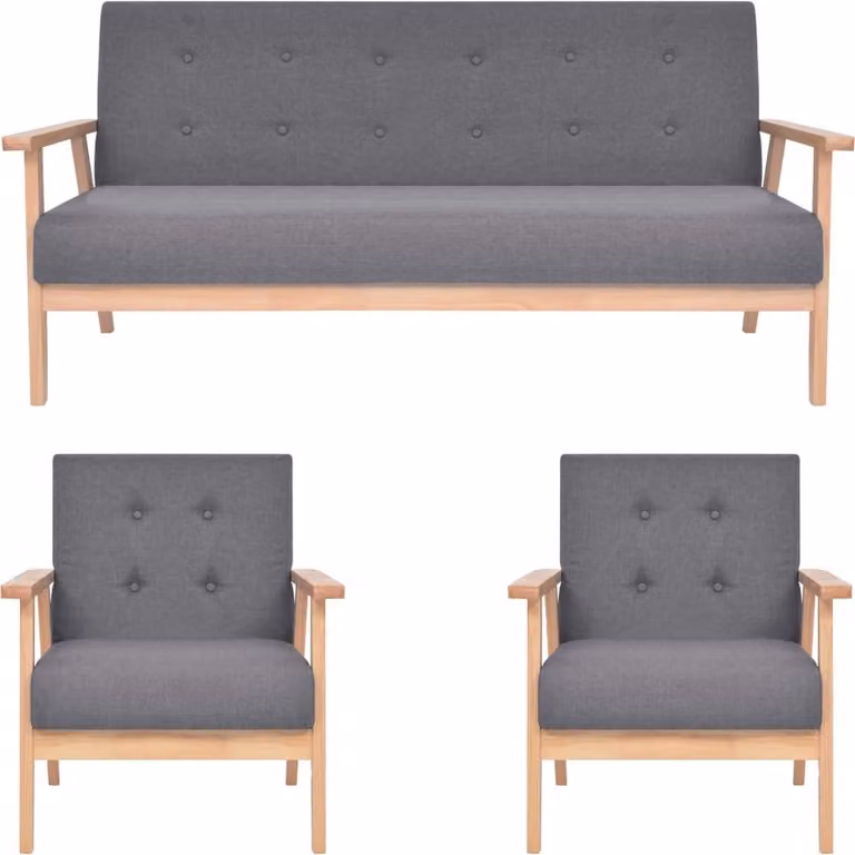 Maison Exclusive - Set di Divani 3 pz in Tessuto Grigio Scuro