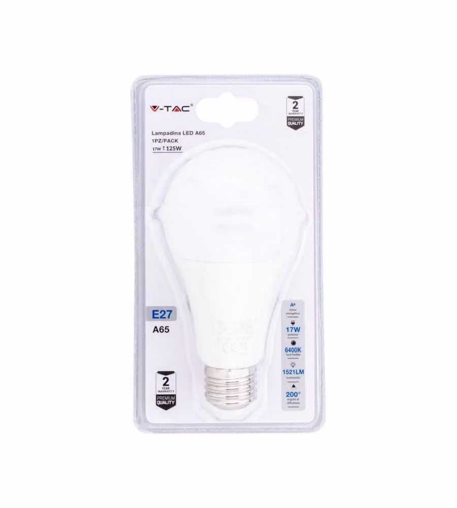 Lampadina LED E27 17W A65 6400K (Blister 1 Pezzo)