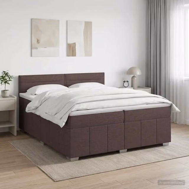 Letto box spring con materasso ibrido vidaXL marrone e bianco L/P: 200 x 200 cm – 1