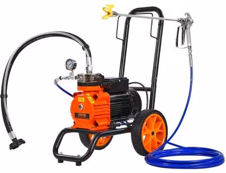 Spruzzatore di Vernice Airless VEVOR da 1100 W con Ruote, 2000 psi e Asta di Prolunga, Colore Arancione