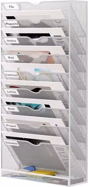 Organizzatore di documenti per lettere in metallo bianco